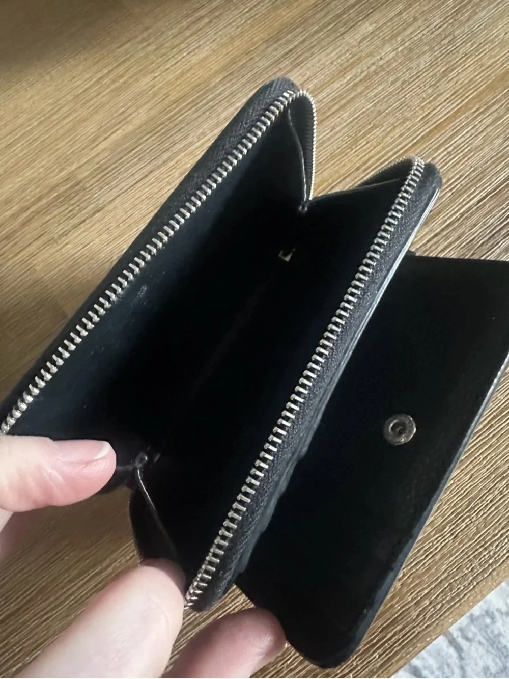 Saint Laurent Black Pebbled Leather Zip Around Wallet